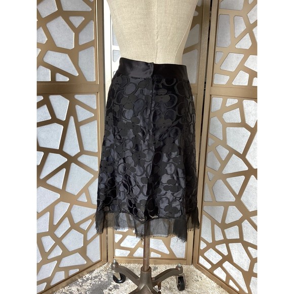 MARC JACOBS overlay skirt rayon silk Sz 2 s xs  rawline edge Black A line - Picture 4 of 6